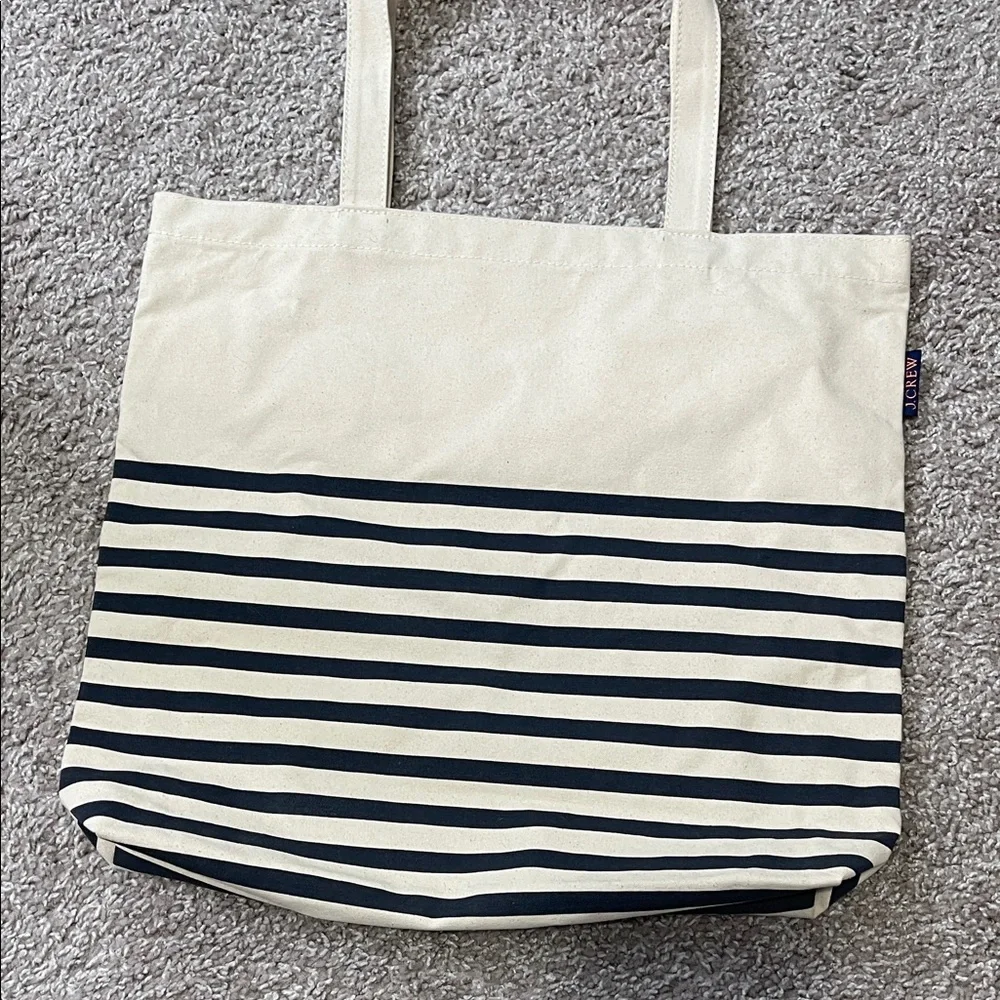 NWT J.Crew Striped Canvas Tote Bag - Picture 4 of 8